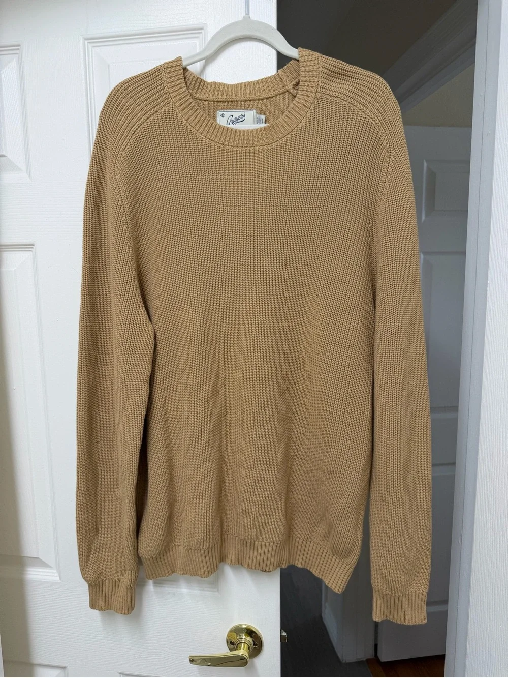 NWT Grayers Shaker Stitch Cotton Crewneck Sweater Curry, Size XL